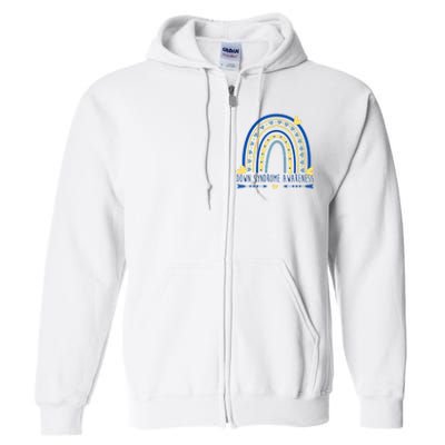 Down Syndrome Awareness Rainbow Heart Full Zip Hoodie