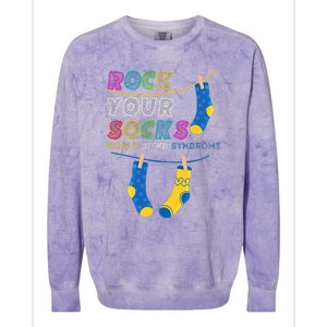 Down Syndrome Awareness Rock Your Socks Colorblast Crewneck Sweatshirt