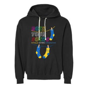 Down Syndrome Awareness Rock Your Socks Garment-Dyed Fleece Hoodie