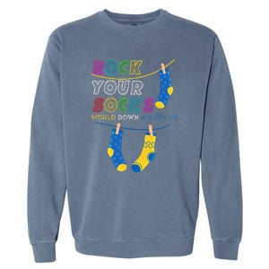 Down Syndrome Awareness Rock Your Socks Garment-Dyed Sweatshirt