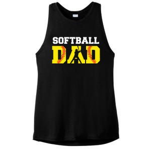 Dad Softball Apparel Yellow Softball Dad Ladies PosiCharge Tri-Blend Wicking Tank