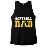 Dad Softball Apparel Yellow Softball Dad Ladies PosiCharge Tri-Blend Wicking Tank