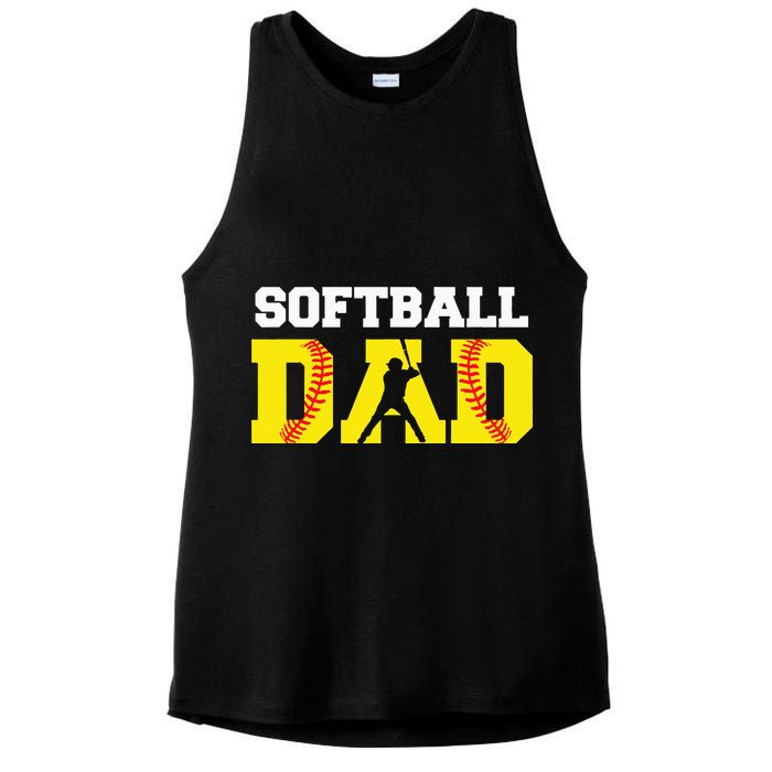 Dad Softball Apparel Yellow Softball Dad Ladies PosiCharge Tri-Blend Wicking Tank