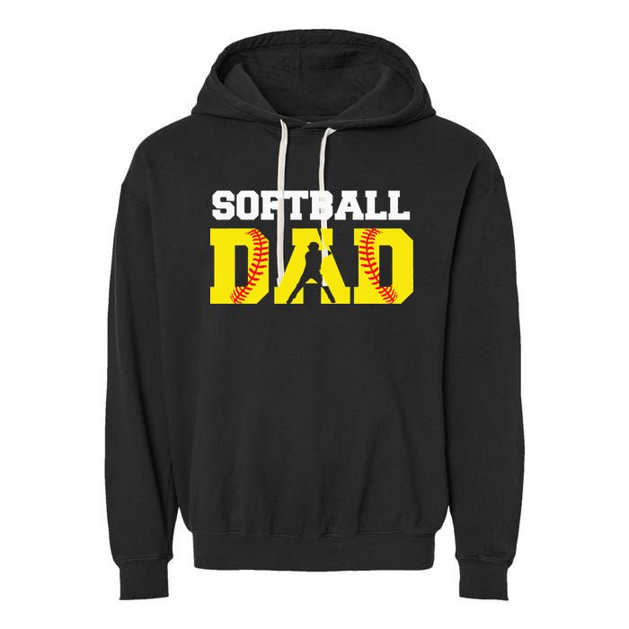 Dad Softball Apparel Yellow Softball Dad Garment-Dyed Fleece Hoodie