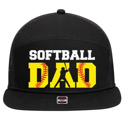 Dad Softball Apparel Yellow Softball Dad 7 Panel Mesh Trucker Snapback Hat
