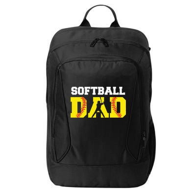 Dad Softball Apparel Yellow Softball Dad City Backpack