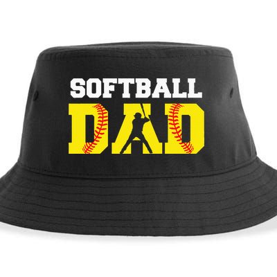 Dad Softball Apparel Yellow Softball Dad Sustainable Bucket Hat