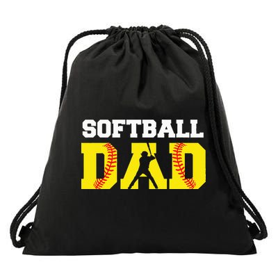 Dad Softball Apparel Yellow Softball Dad Drawstring Bag