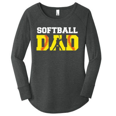 Dad Softball Apparel Yellow Softball Dad Women's Perfect Tri Tunic Long Sleeve Shirt