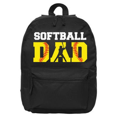 Dad Softball Apparel Yellow Softball Dad 16 in Basic Backpack