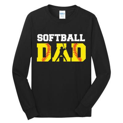 Dad Softball Apparel Yellow Softball Dad Tall Long Sleeve T-Shirt