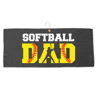 Dad Softball Apparel Yellow Softball Dad Large Microfiber Waffle Golf Towel