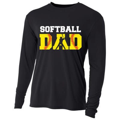 Dad Softball Apparel Yellow Softball Dad Cooling Performance Long Sleeve Crew