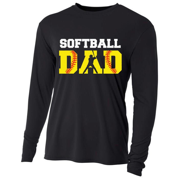 Dad Softball Apparel Yellow Softball Dad Cooling Performance Long Sleeve Crew