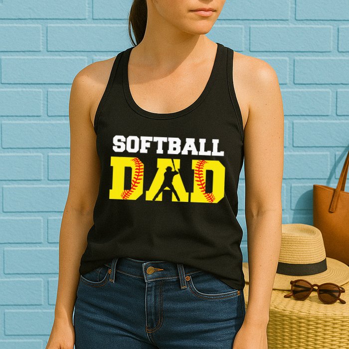 Dad Softball Apparel Yellow Softball Dad Womens Tank Top