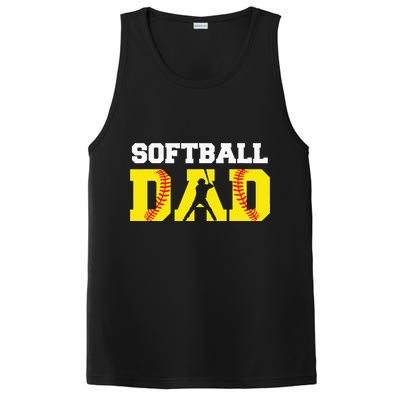 Dad Softball Apparel Yellow Softball Dad PosiCharge Competitor Tank