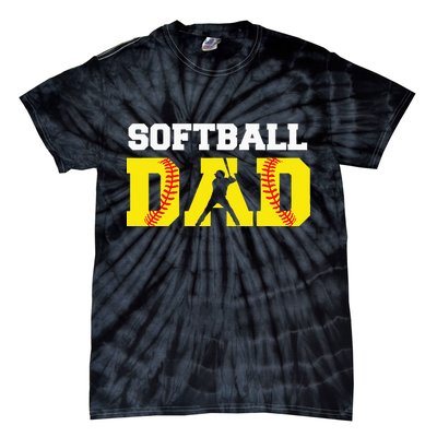 Dad Softball Apparel Yellow Softball Dad Tie-Dye T-Shirt
