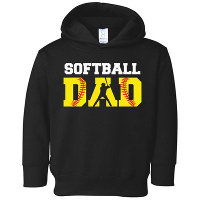Dad Softball Apparel Yellow Softball Dad Toddler Hoodie
