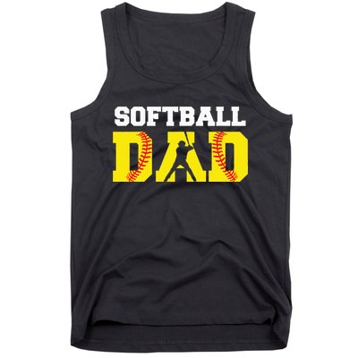Dad Softball Apparel Yellow Softball Dad Tank Top