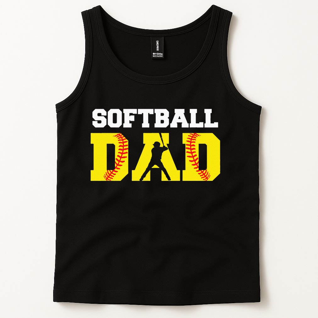 Dad Softball Apparel Yellow Softball Dad Tank Top