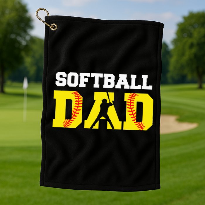 Dad Softball Apparel Yellow Softball Dad Golf Towel
