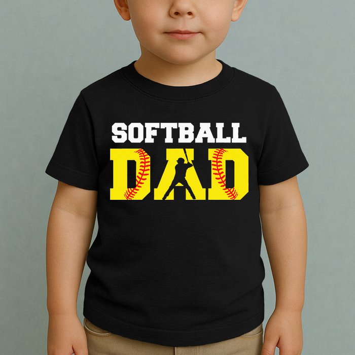 Dad Softball Apparel Yellow Softball Dad Toddler T-Shirt