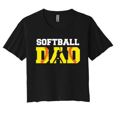 Dad Softball Apparel Yellow Softball Dad Women's Crop Top Tee