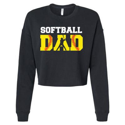 Dad Softball Apparel Yellow Softball Dad Cropped Pullover Crew