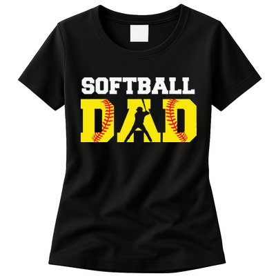 Dad Softball Apparel Yellow Softball Dad Womens T-Shirt