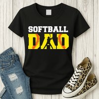 Dad Softball Apparel Yellow Softball Dad Womens T-Shirt