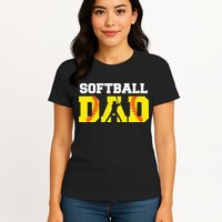 Dad Softball Apparel Yellow Softball Dad Womens T-Shirt