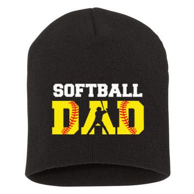 Dad Softball Apparel Yellow Softball Dad Short Acrylic Beanie