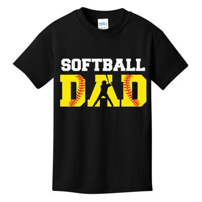 Dad Softball Apparel Yellow Softball Dad Kids T-Shirt