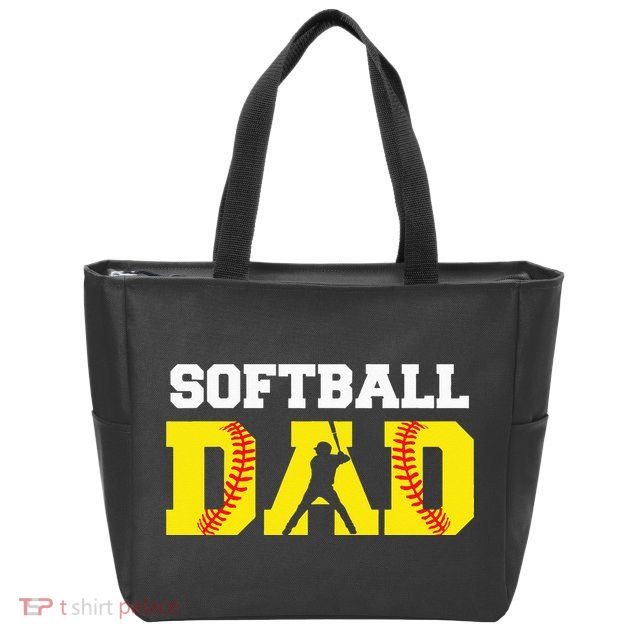 Dad Softball Apparel Yellow Softball Dad Zip Tote Bag