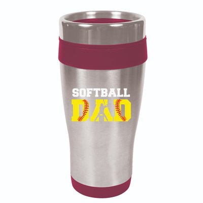 Dad Softball Apparel Yellow Softball Dad 16oz Travel Tumbler