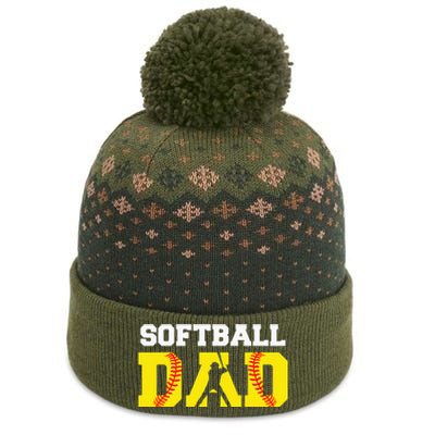 Dad Softball Apparel Yellow Softball Dad The Baniff Cuffed Pom Beanie