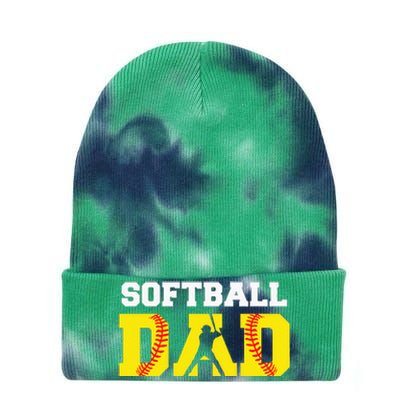 Dad Softball Apparel Yellow Softball Dad Tie Dye 12in Knit Beanie