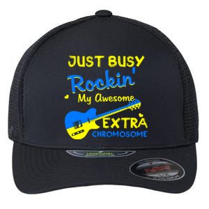 Down Syndrome Awareness Rockin Extra Chromosome 3 21 Gift Flexfit Unipanel Trucker Cap