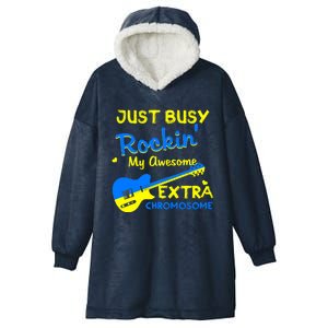 Down Syndrome Awareness Rockin Extra Chromosome 3 21 Gift Hooded Wearable Blanket