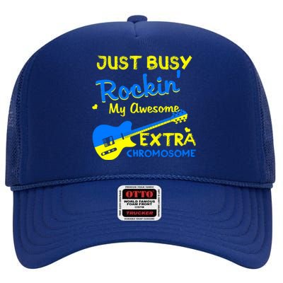 Down Syndrome Awareness Rockin Extra Chromosome 3 21 Gift High Crown Mesh Back Trucker Hat