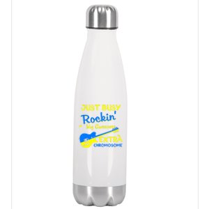 Down Syndrome Awareness Rockin Extra Chromosome 3 21 Gift Stainless Steel Insulated Water Bottle