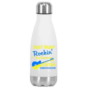 Down Syndrome Awareness Rockin Extra Chromosome 3 21 Gift Stainless Steel Insulated Water Bottle