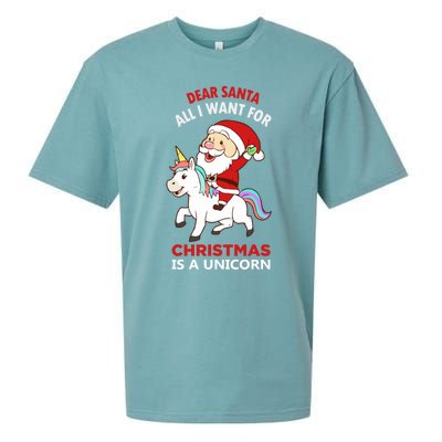 Dear Santa All I Want For Christmas Is A Unicorn Gift Sueded Cloud Jersey T-Shirt