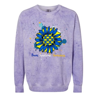 Down Syndrome Awareness Sunflower Colorblast Crewneck Sweatshirt