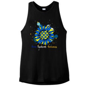 Down Syndrome Awareness Sunflower Ladies PosiCharge Tri-Blend Wicking Tank