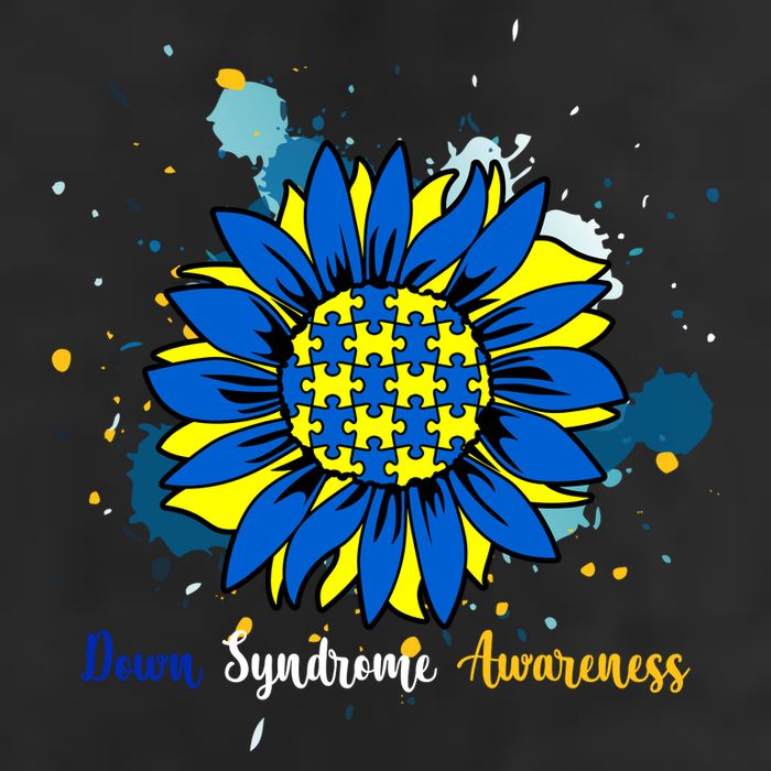 Down Syndrome Awareness Sunflower 7 Panel Mesh Trucker Snapback Hat