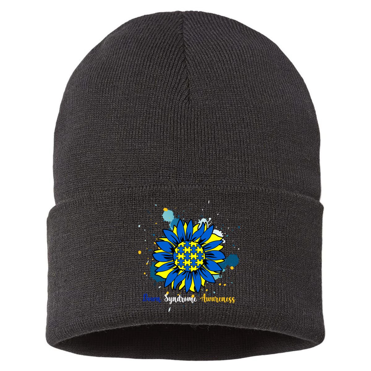 Down Syndrome Awareness Sunflower Sustainable Knit Beanie
