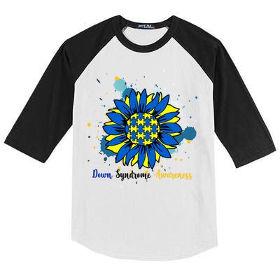 Down Syndrome Awareness Sunflower Kids Colorblock Raglan Jersey