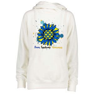 Down Syndrome Awareness Sunflower Womens Funnel Neck Pullover Hood