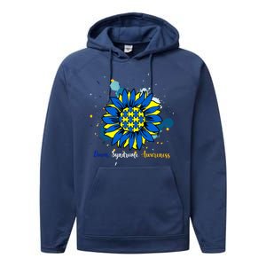 Down Syndrome Awareness Sunflower Performance Fleece Hoodie